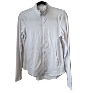 Women's Kyodan Lightweight Full Zip Jacket Size S White Thumbhole Pockets